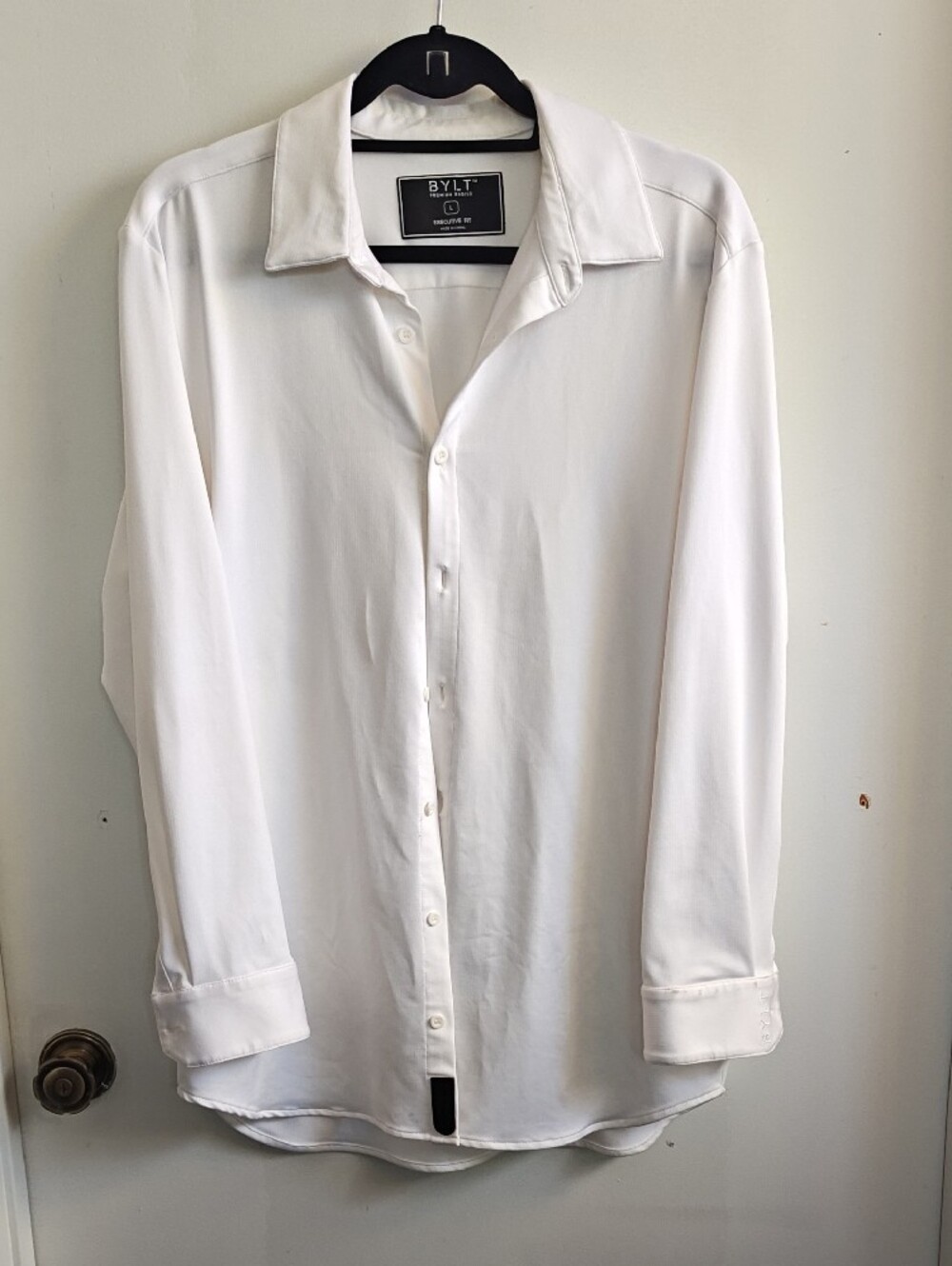 BYLT Men's White Long-Sleeve Button-Down Shirt - Picture 7 of 13